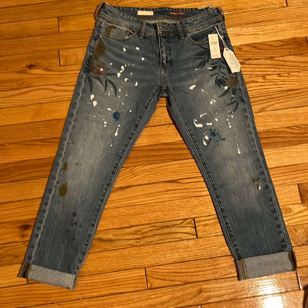 2 for 30 🙌🏻 Pilcro Anthropologie p26 painted slim boyfriend jeans